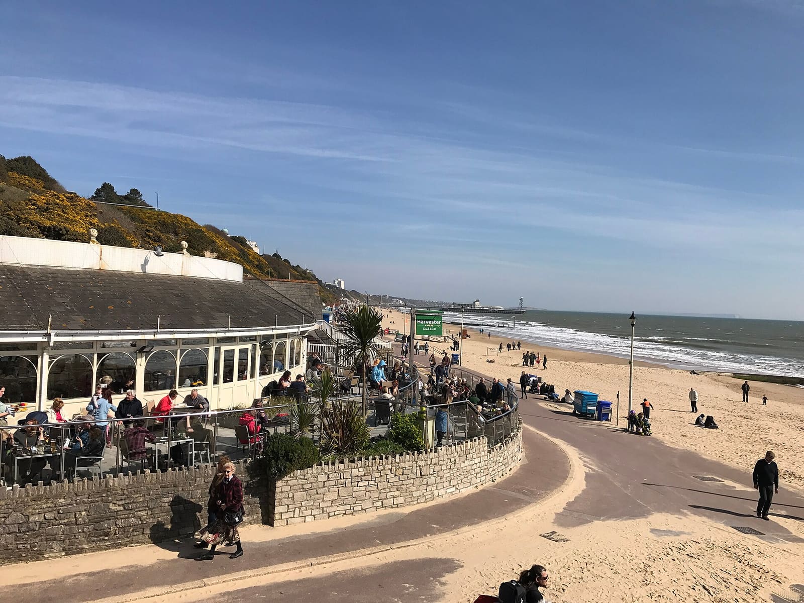Durley Chine beach and the seafront promenade on Bournemouth's western shore