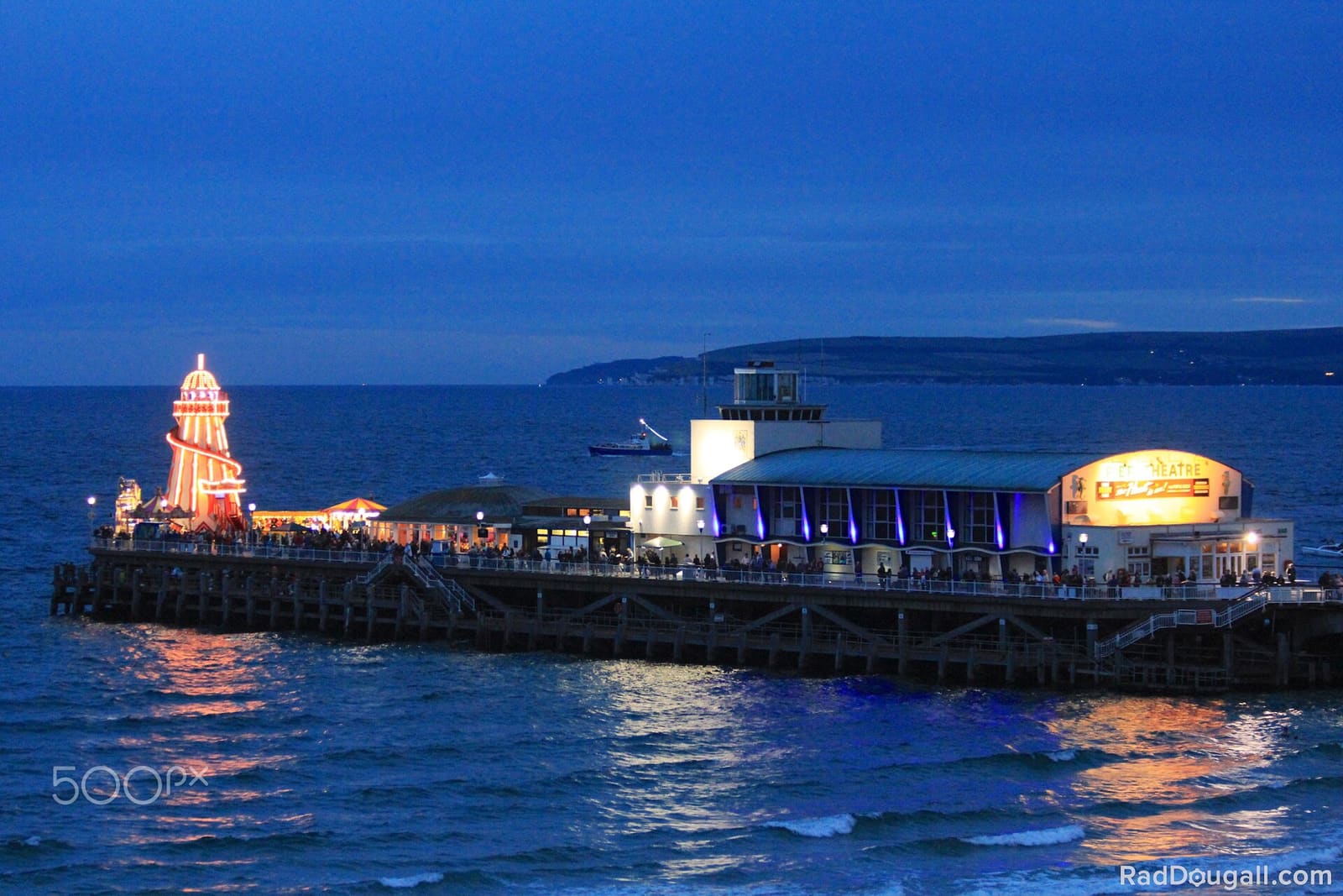 Bournemouth seafront lit up at night